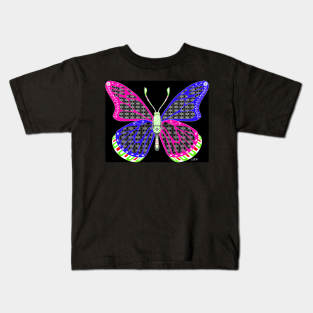 black butterfly ecopop arts in mexican pattern Kids T-Shirt